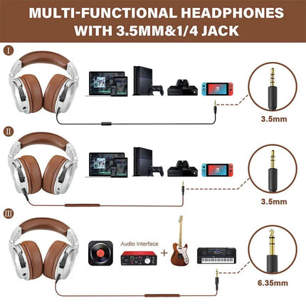 Wired Headphones Professional Studio DJ Headphone With Microphone Over Ear Hi-Res Headset Monitoring For Music Phone HEBDO STORE