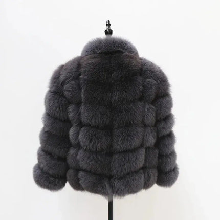 QUEENTINA Real Fur Short Coat Fashion Women Natural Fox Winter HEBDO