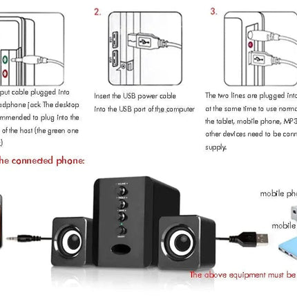 USB Subwoofer Speaker System, Wired Computer Speakers Great USB For DJ Music, Movies, Gaming, And Multimedia Laptops Computer HEBDO