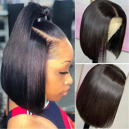 Wear And Go Glueless Straight Bob Wig Brazilian Lace Front Human Hair Wigs Bone Straight Transparent Lace Closure Wig Ready to Hebdo Store