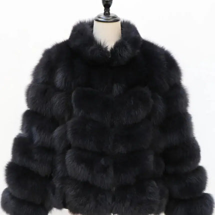 QUEENTINA Real Fur Short Coat Fashion Women Natural Fox Winter HEBDO