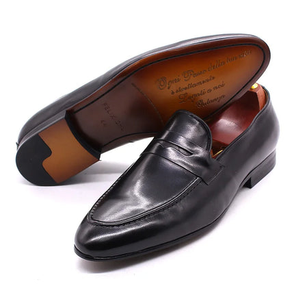 FELIX CHU Mens Penny Loafers Leather Shoes Genuine Leather Elegant Wedding Party Casual Dress Shoes Brown Black Shoes for Men HEBDO STORE