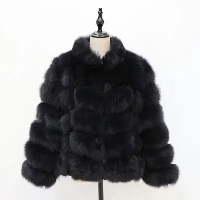 QUEENTINA Real Fur Short Coat Fashion Women Natural Fox Winter HEBDO