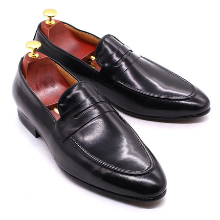 FELIX CHU Mens Penny Loafers Leather Shoes Genuine Leather Elegant Wedding Party Casual Dress Shoes Brown Black Shoes for Men HEBDO STORE