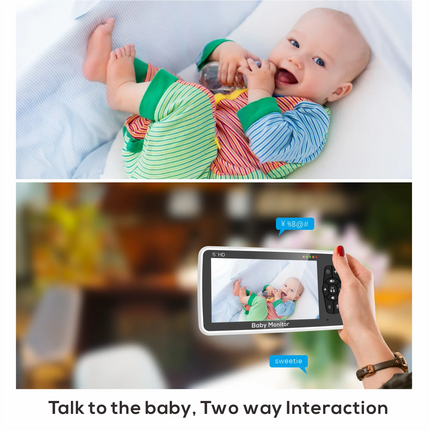 New 5 inch Video Baby Monitor with Camera and Audio, 4X Zoom, 22Hrs Battery, 1000ft Range 2-Way Audio Temperature Sensor Lullaby HEBDO STORE