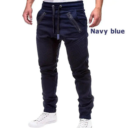 New Casual Solid Pants Full Length Cargo Pants Men Drawstring Joggers HEBDO