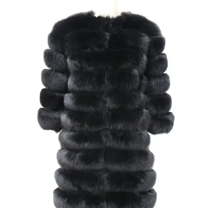 QUEENTINA Real Fox Fur Coat Winter Women's Long Sleeves Clothing HEBDO