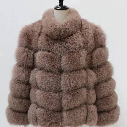 QUEENTINA Real Fur Short Coat Fashion Women Natural Fox Winter HEBDO