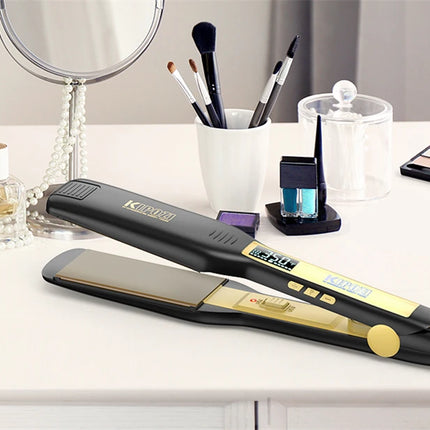 2024 KIPOZI Professional Titanium Flat Iron Hair Straightener with Digital LCD Display Dual Voltage Instant Heating Curling Iron HEBDO STORE