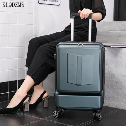 KLQDZMS 20’’24 Inch  Cabin Rolling Luggage Travel Suitcase Front Pocket Lock Cover With Laptop Bag HEBDO STORE