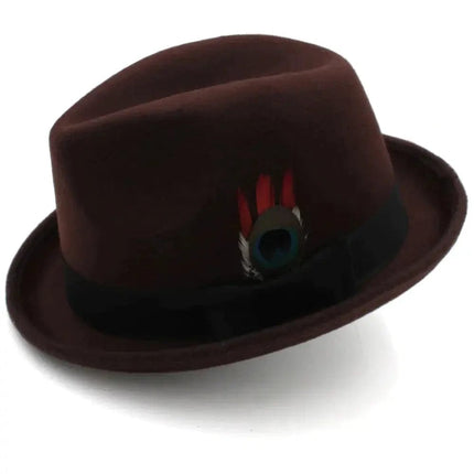 Men Women Fedora Hats Trilby Cap Jazz Homburg Sunhat Feather Band Party Street Style Outdoor Travel Winter Size US 7 1/4 UK L - Premium  from FRANTZDOL STORE  - Just $39.99! Shop now at FRANTZDOL STORE 