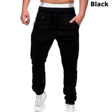 New Casual Solid Pants Full Length Cargo Pants Men Drawstring Joggers HEBDO