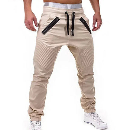 New Casual Solid Pants Full Length Cargo Pants Men Drawstring Joggers HEBDO