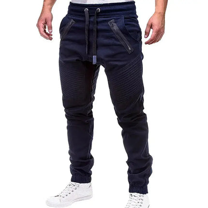 New Casual Solid Pants Full Length Cargo Pants Men Drawstring Joggers HEBDO