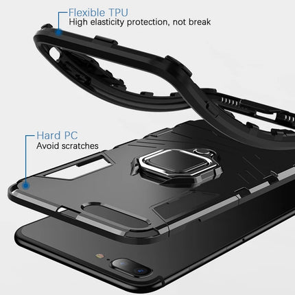 KEYSION Shockproof Armor Case For iPhone XR iPhone X Xs Xs Max Stand Holder Car Ring Phone Cover for iPhone 6 6S 6PLUS 7 8 plus HEBDO STORE