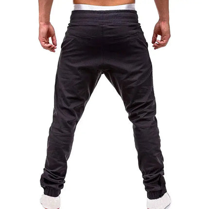 New Casual Solid Pants Full Length Cargo Pants Men Drawstring Joggers HEBDO