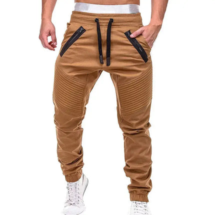 New Casual Solid Pants Full Length Cargo Pants Men Drawstring Joggers HEBDO