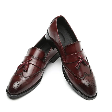 Plus Size 38-46 Men Leather Tassel  Carving Wingtips Brogues Shoes HEBDO STORE