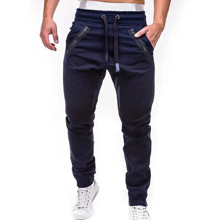 New Casual Solid Pants Full Length Cargo Pants Men Drawstring Joggers HEBDO