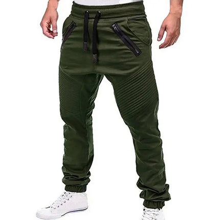 New Casual Solid Pants Full Length Cargo Pants Men Drawstring Joggers HEBDO