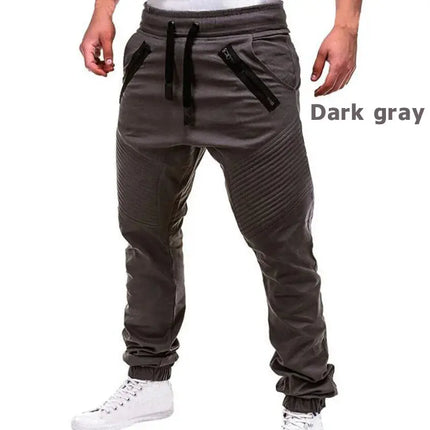 New Casual Solid Pants Full Length Cargo Pants Men Drawstring Joggers HEBDO