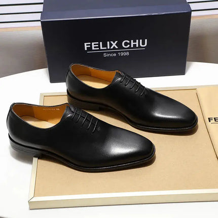 Classic Genuine Leather Whole Cut Mens Oxford Dress Shoes Plain Toe Brand Designer Handmade Office Business Formal Shoes for Men HEBDO