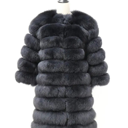 QUEENTINA Real Fox Fur Coat Winter Women's Long Sleeves Clothing HEBDO