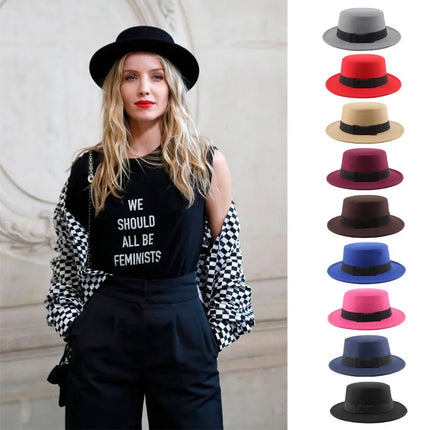 New Fashion Ladies Wool Cylinder Fedora HEBDO STORE