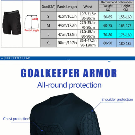 Professional goalkeeper armor uniforms football goalkeeper jerseys thicken EVA sponge elbow goalkeeper sports uniforms HEBDO STORE