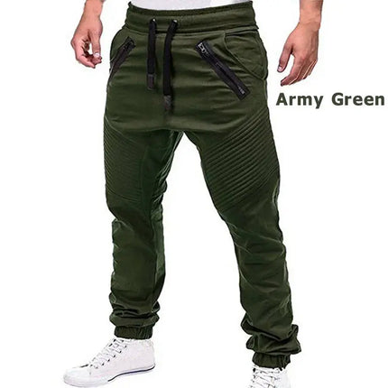 New Casual Solid Pants Full Length Cargo Pants Men Drawstring Joggers HEBDO