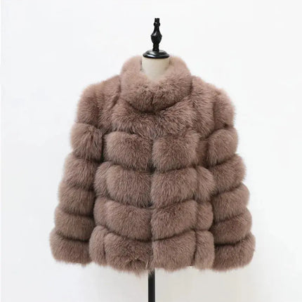 QUEENTINA Real Fur Short Coat Fashion Women Natural Fox Winter HEBDO