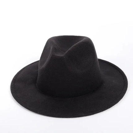 Ladies Men's Woolen Fedora Hat with Leather Ribbon Gentleman Elegant Ladies Winter Autumn Wide Brim Hat Jazz Church Panama Hat FRANTZDOL STORE