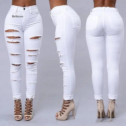 Women Slim Pants Jeans HEBDO STORE