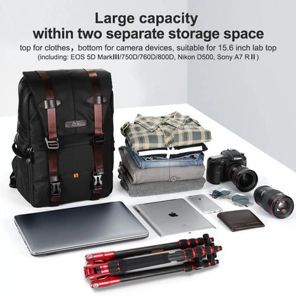 K&F CONCEPT Large Capacity Camera Backpack Waterproof Multifunctional Travel Bag for Canon Nikon Sony Photography Camera Bag HEBDO STORE