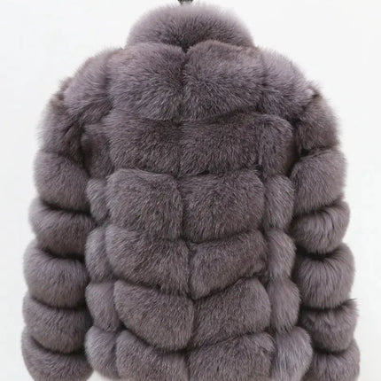 QUEENTINA Real Fur Short Coat Fashion Women Natural Fox Winter HEBDO