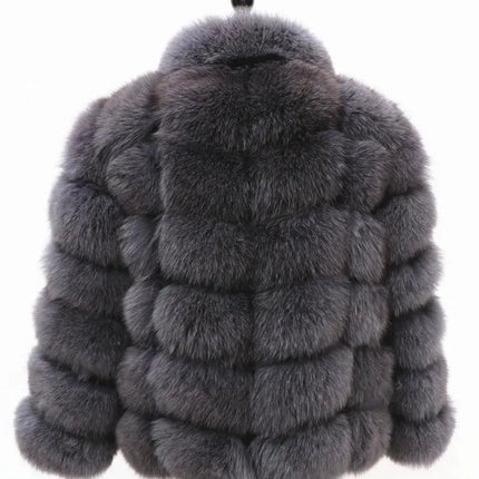 QUEENTINA Real Fur Short Coat Fashion Women Natural Fox Winter HEBDO