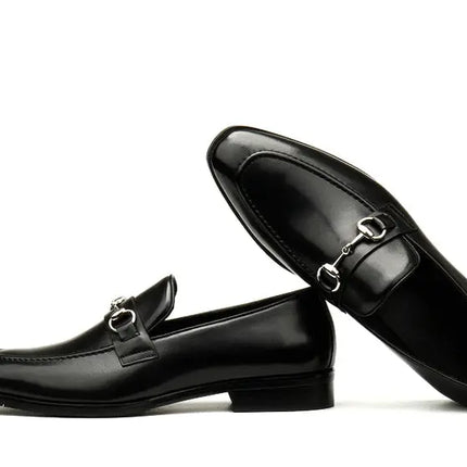 Large Size EUR45 Black Mens Loafers Casual Business Shoes Genuine Leather Wedding Dress Shoes With Buckle HEBDO STORE