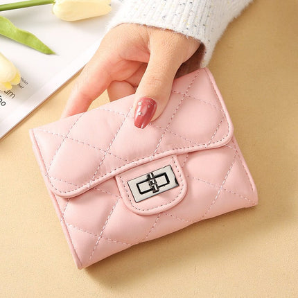 Women's Classic Style Rhombus Wallet Short Clutch HEBDO STORE