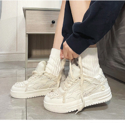 Korean Style Casual Breathable White Shoes HEBDO STORE