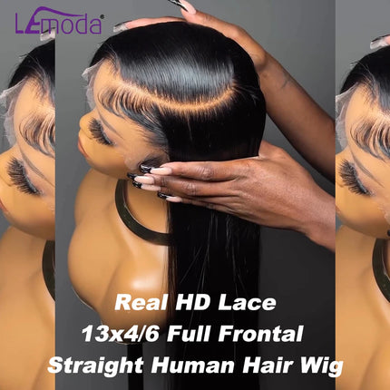 250 Density 13x6 HD Lace Frontal Wig Invisible Real HD Lace 13x4 Full Frontal Lace Wig Straight Pre Plucked Virgin Human Hair HEBDO STORE