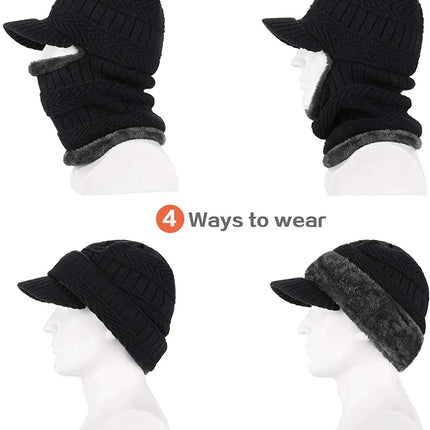 Winter Hat for Men Skullies Beanies Hats Winter Beanies for Men Women Wool Scarf Cap Balaclava Mask Bonnet Knitted Hat for Women HEBDO