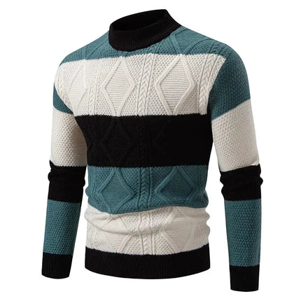 Fashion Patchwork Knitted Sweater Men Autumn Winter HEBDO