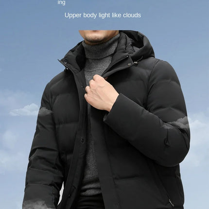 Black Winter Men's Down Jacket White Duck Down Detachable Hood Clothes Jack -20 dégré HEBDO STORE