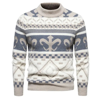 Fashion Patchwork Knitted Sweater Men Autumn Winter HEBDO