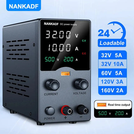 30V 10A Lab Adjustable DC Power Supply with 4-Digit LED Display; USB-A/Type-C 5V/3.6A Fast Charge with Encoder Adjustment HEBDO STORE