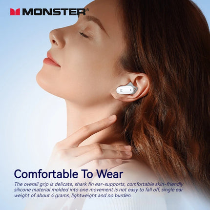 Monster N-Lite 206 Ture Wireless Headphones In-Ear Invisible Bluetooth Earbuds AI Noise Cancelling IPX5 Sports Earphone with Mic HEBDO STORE