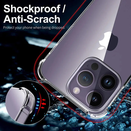 Shockproof Clear Phone Case For iPhone 15 14 13 12 11 Pro Max XR XS Max Silicone Soft TPU Back Cover For iPhone 15 14 13 11 Case Hebdo Store