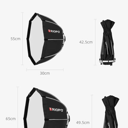 TRIOPO 55cm 65cm 90cm 120cm Foldable Octagon Softbox S Bracket Hand Grip for Godox V860III TT600 Yongnuo Speedlite Flash Light HEBDO STORE