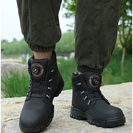 Rotating Button Lightweight Work Safety Shoes Men Industrial Work Sneakers Breathable Steel Toe Shoes Protective Safety Boots HEBDO STORE