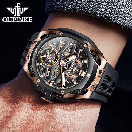 OUPINKE Men's Watches Full Skeleton 50ATM Waterproof Luminous Automatic Mechanical Watch for Man HEBDO STORE